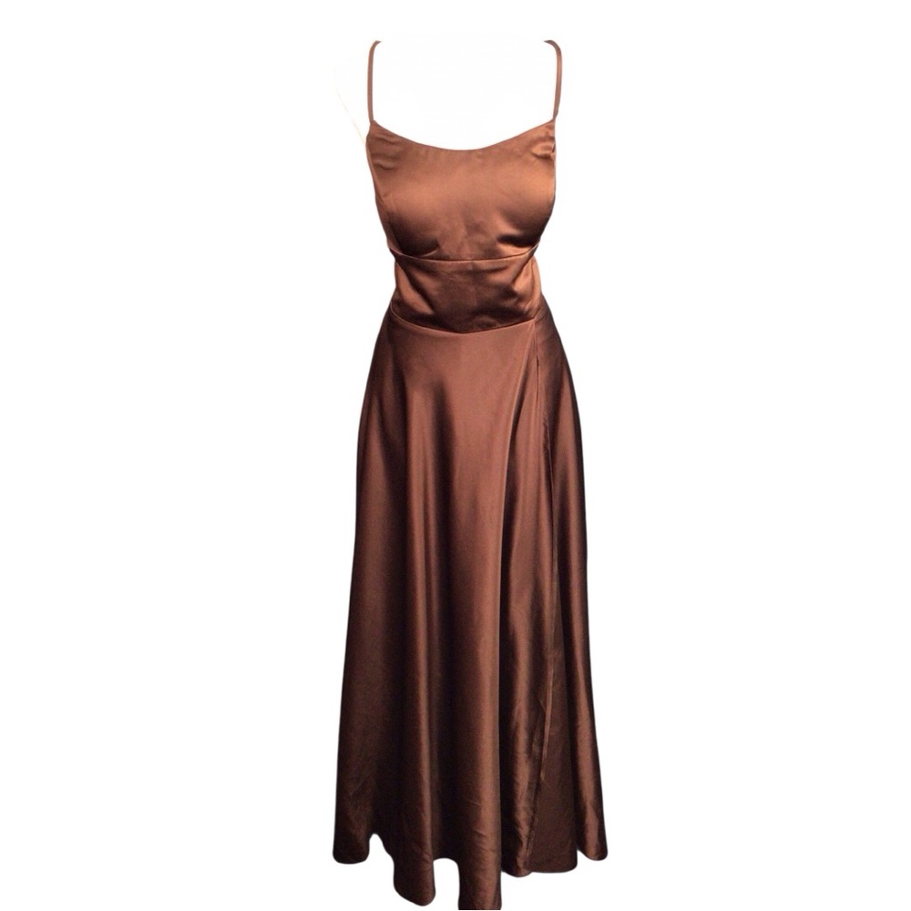 Brown Spaghetti Strap‎ Maxi Dress EUC size 16